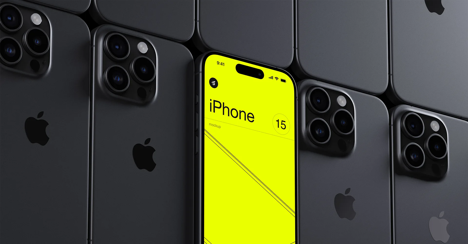 Phone mockup with yellow screen.